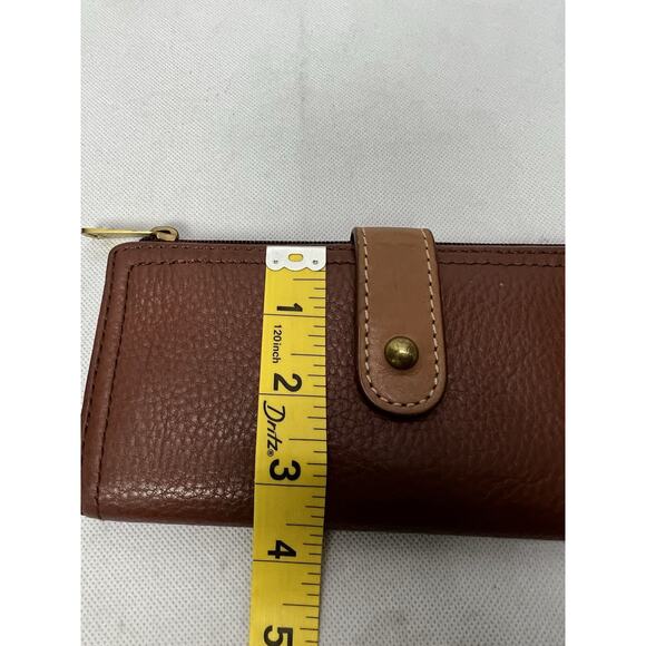 Fossil Keely Tab Clutch in Brown Multi Snap Close Zipper Pocket - Picture 8 of 9